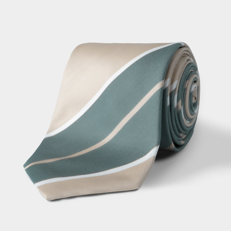 Tan & Moss Stripe Silk Tie
