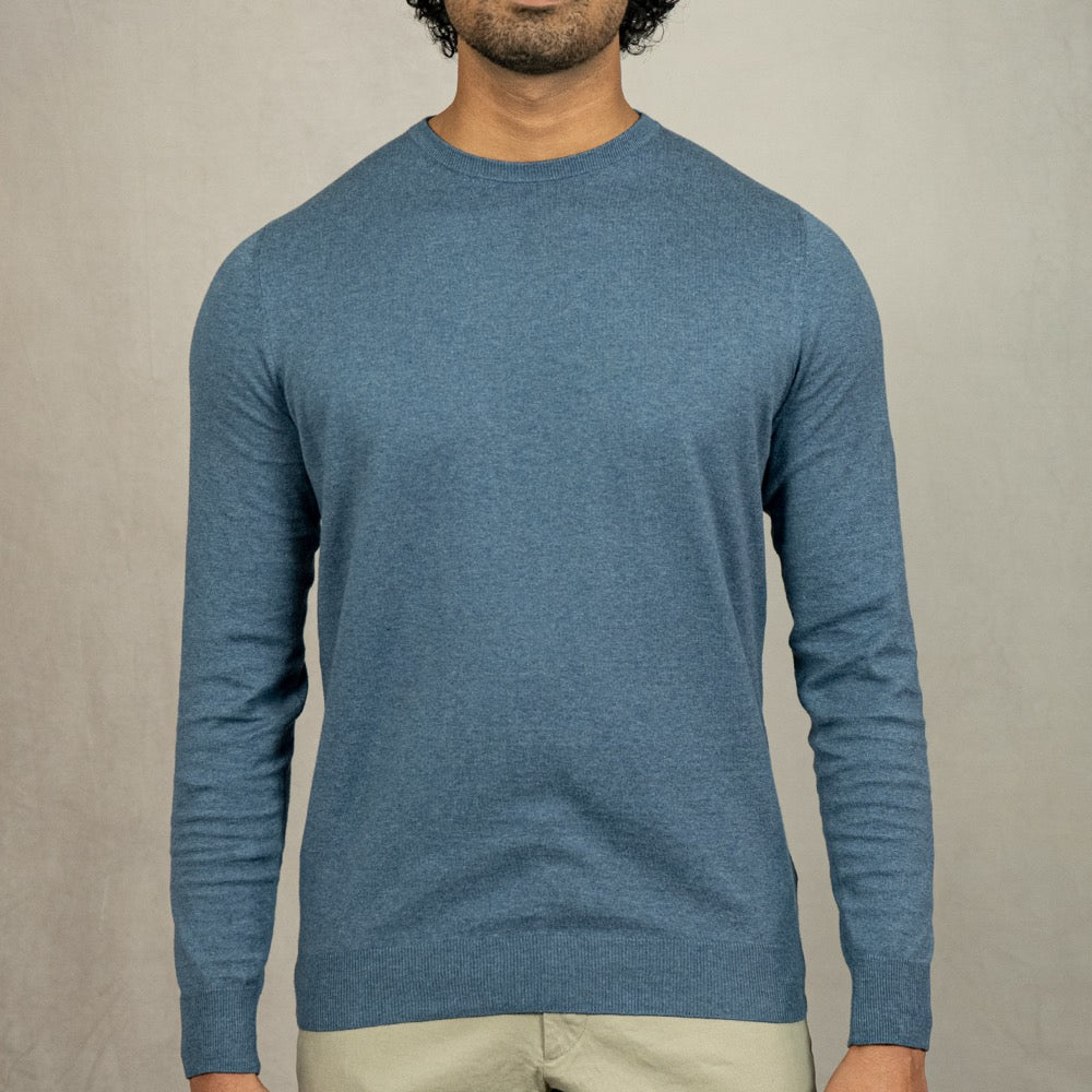Blue Piuma Egyptian Cotton Crew Neck