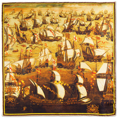 English Ships and the Spanish Armada Pocket Square