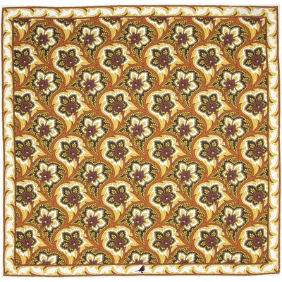 Gold, Charcoal and Ivory Persian Flower Paisley Pocket Square