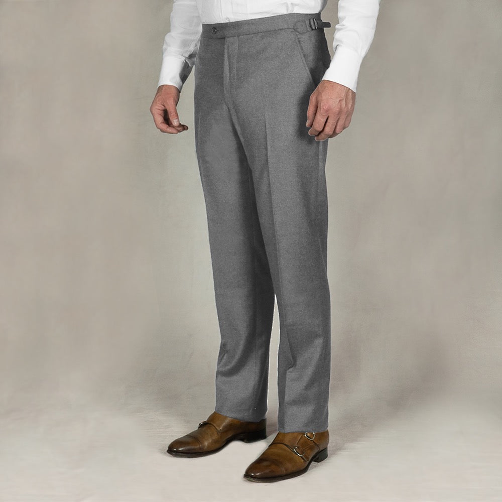 Grey Loro Piana Wool-Cashmere Flannel Trousers