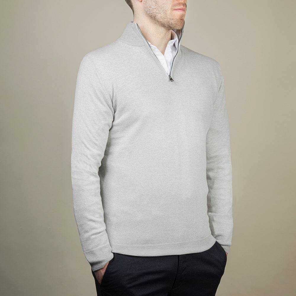 Mens grey quarter zip sweater hot sale