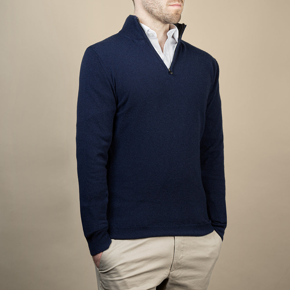 Mens cashmere quarter best sale zip