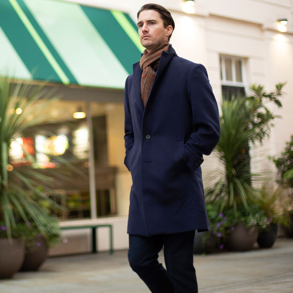 Navy Wool Overcoat