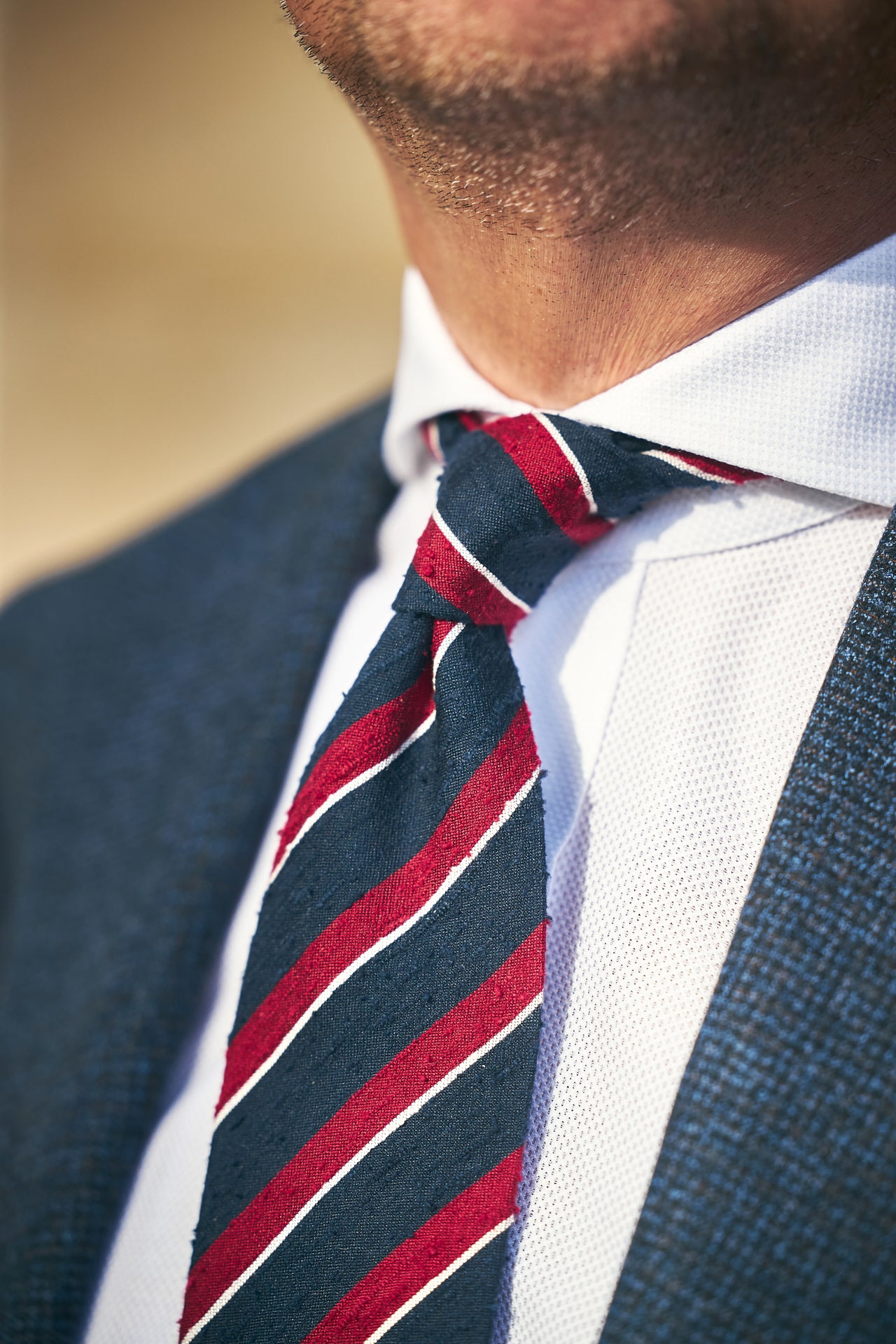 Burgundy and Navy Houndstooth Six-Fold Silk Tie