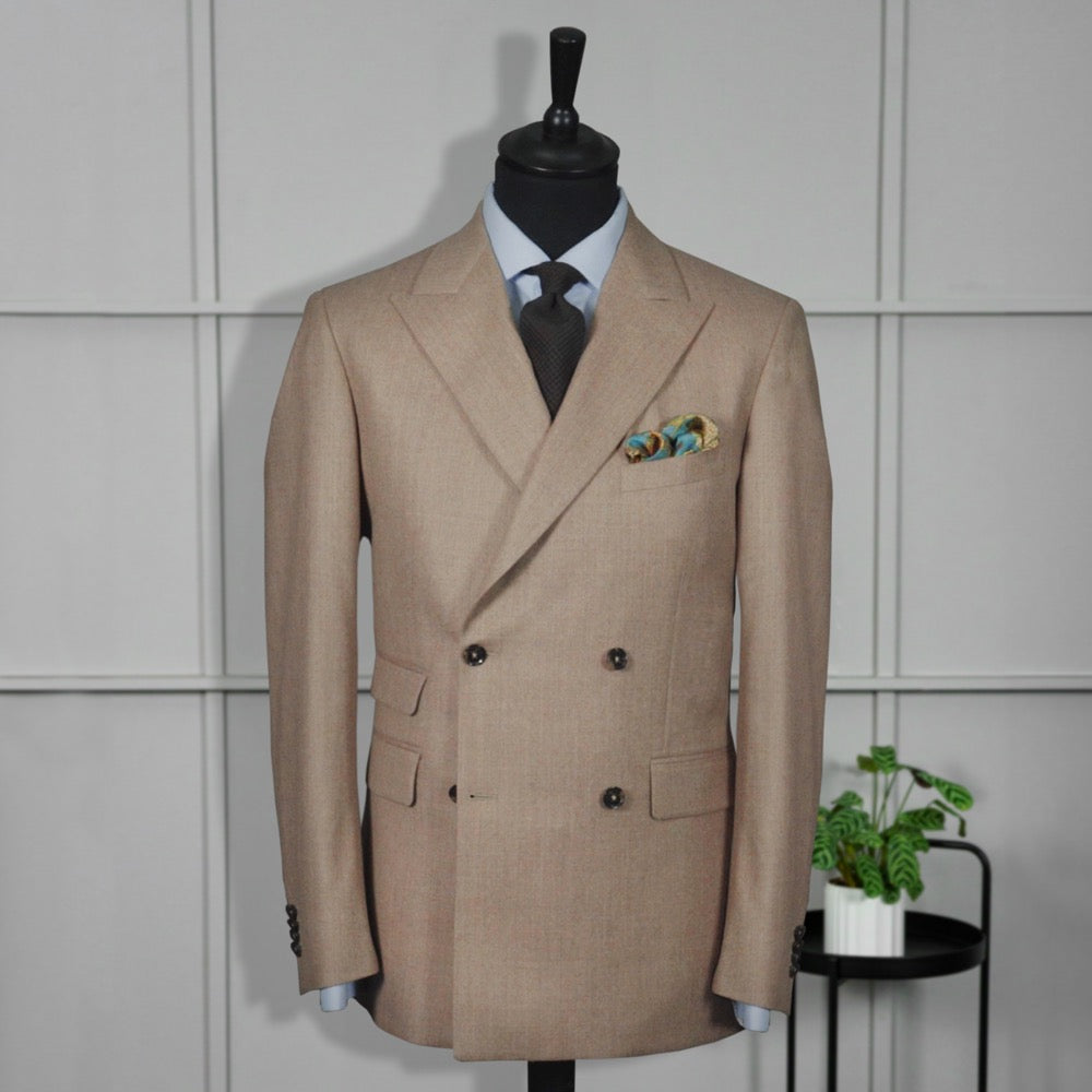 beige double breasted coat
