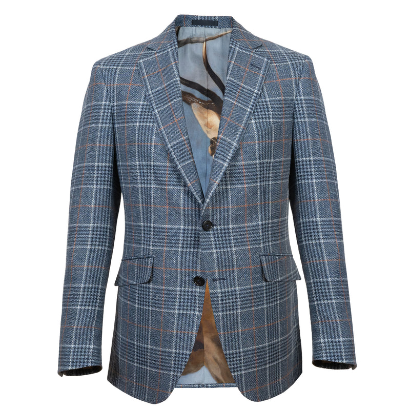 Navy-Blue Check Wool-Linen Blend Jacket £1,445.00