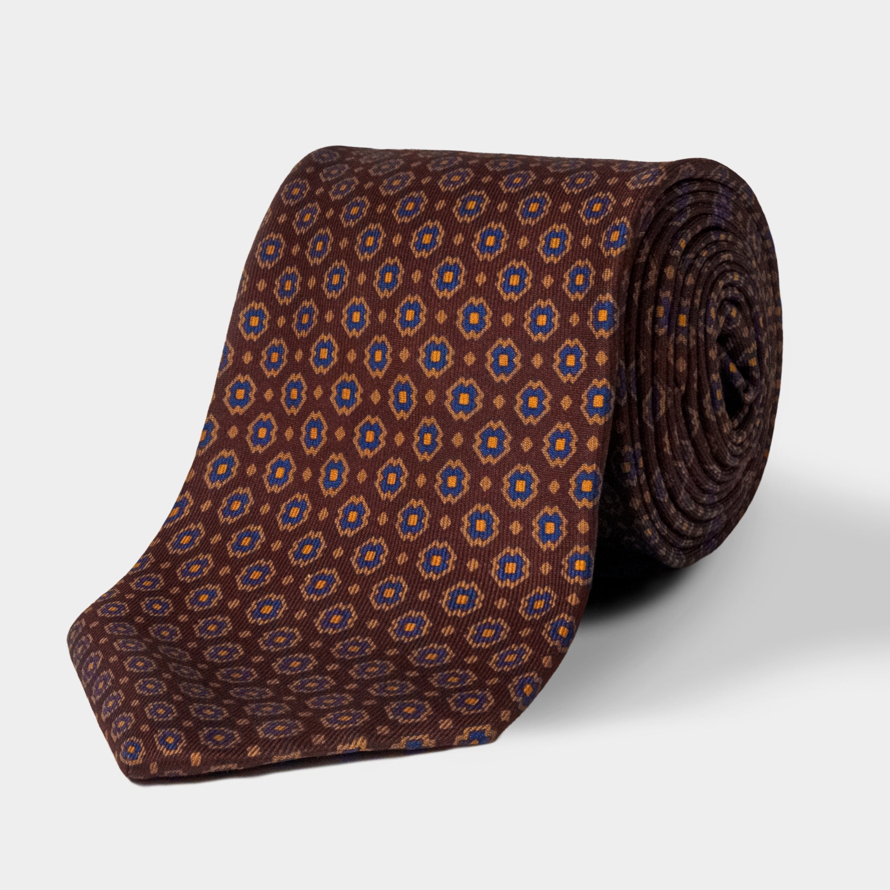 Burgundy, Bronze & Navy Repeat Madder Silk Tie