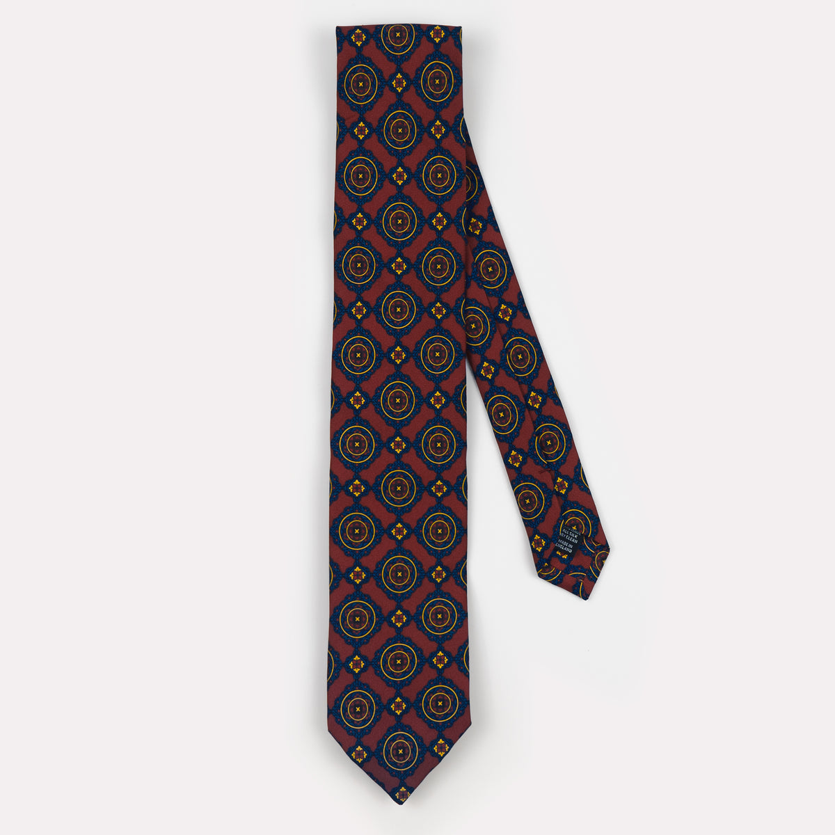 Burgundy & Navy Medallion Madder Silk Tie