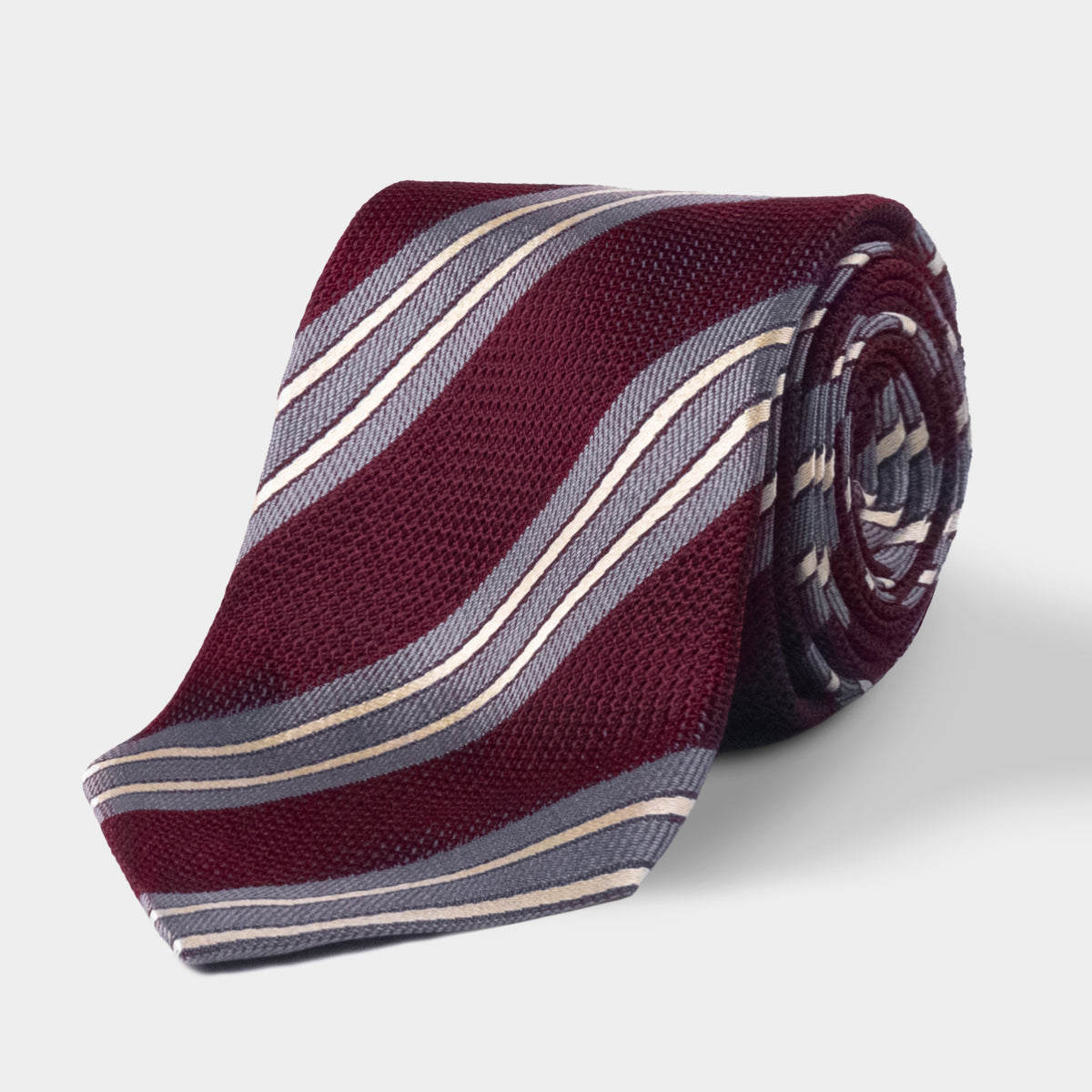 Claret & Steel Grey Stripe Silk Tie – Rampley and Co