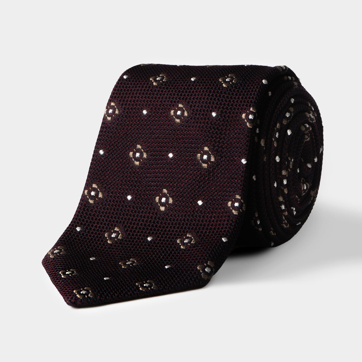 Plum & Tan Floral Grenadine Tie – Rampley and Co