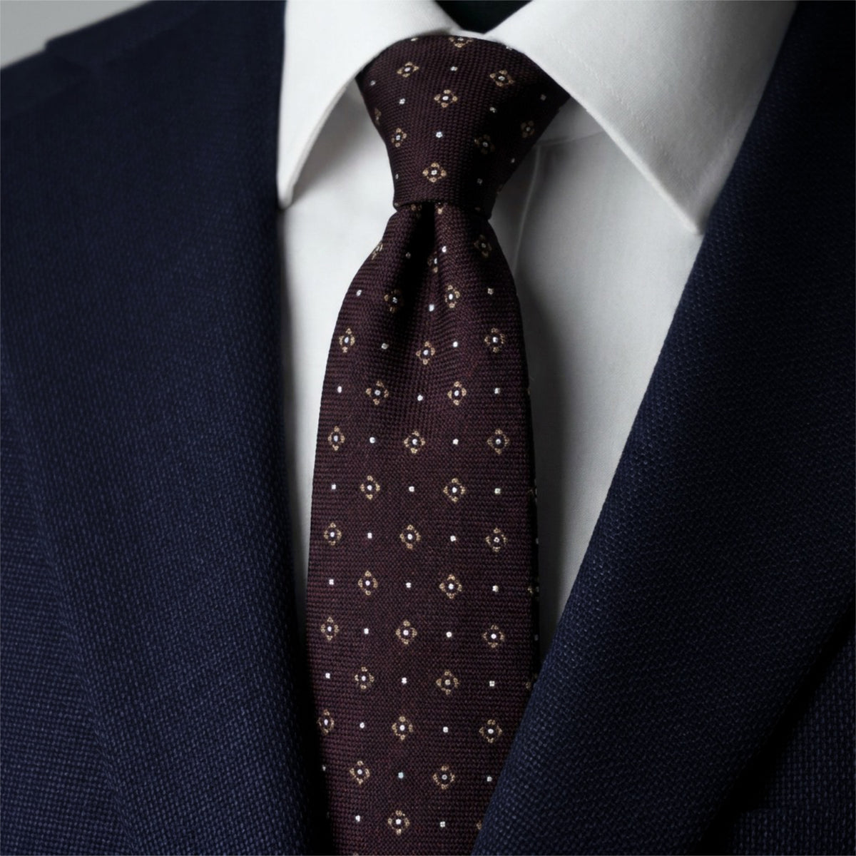 Plum & Tan Floral Grenadine Tie – Rampley and Co