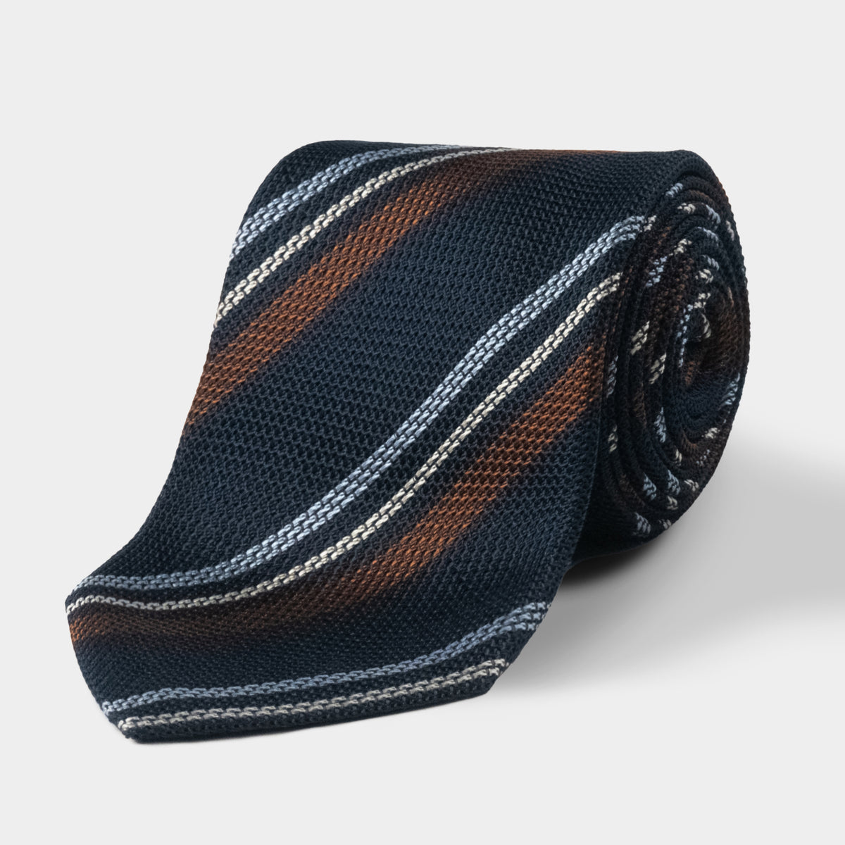 Copper & Oxford Blue Stripe Silk Tie – Rampley and Co