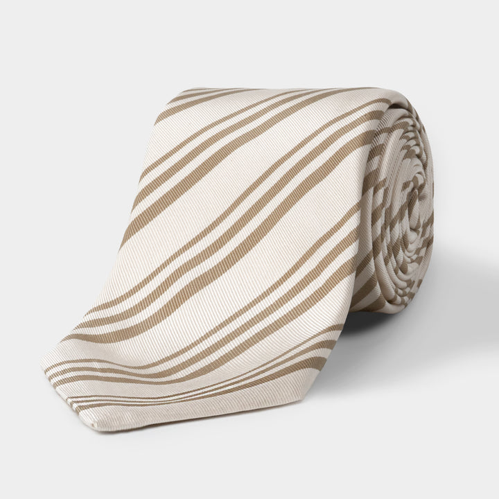 Cream & Brown Stripe Tie