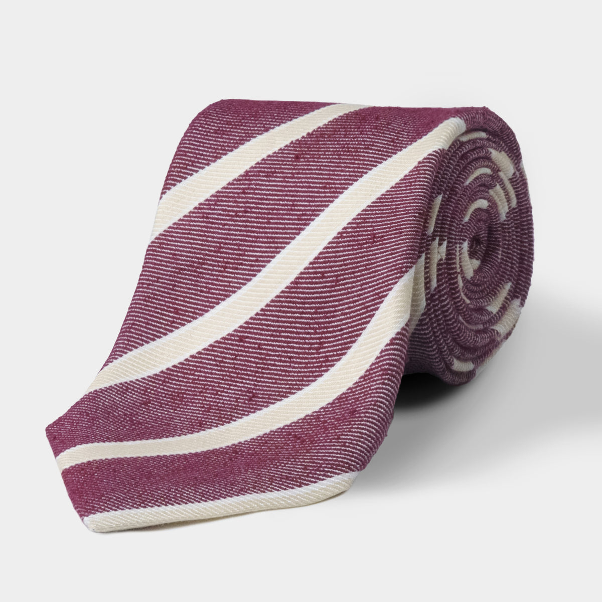 Crimson Red & Cream Stripe Silk Blend Tie – Rampley and Co