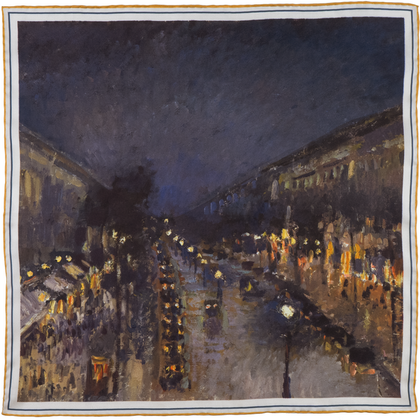 The Boulevard Montmartre at Night Pocket Square – Rampley and Co