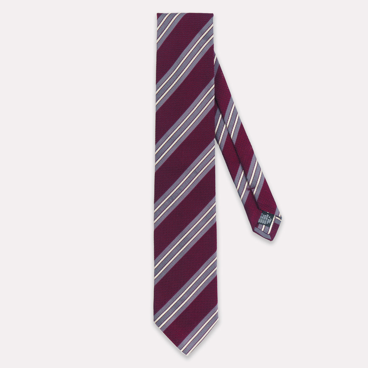 Claret & Steel Grey Stripe Silk Tie