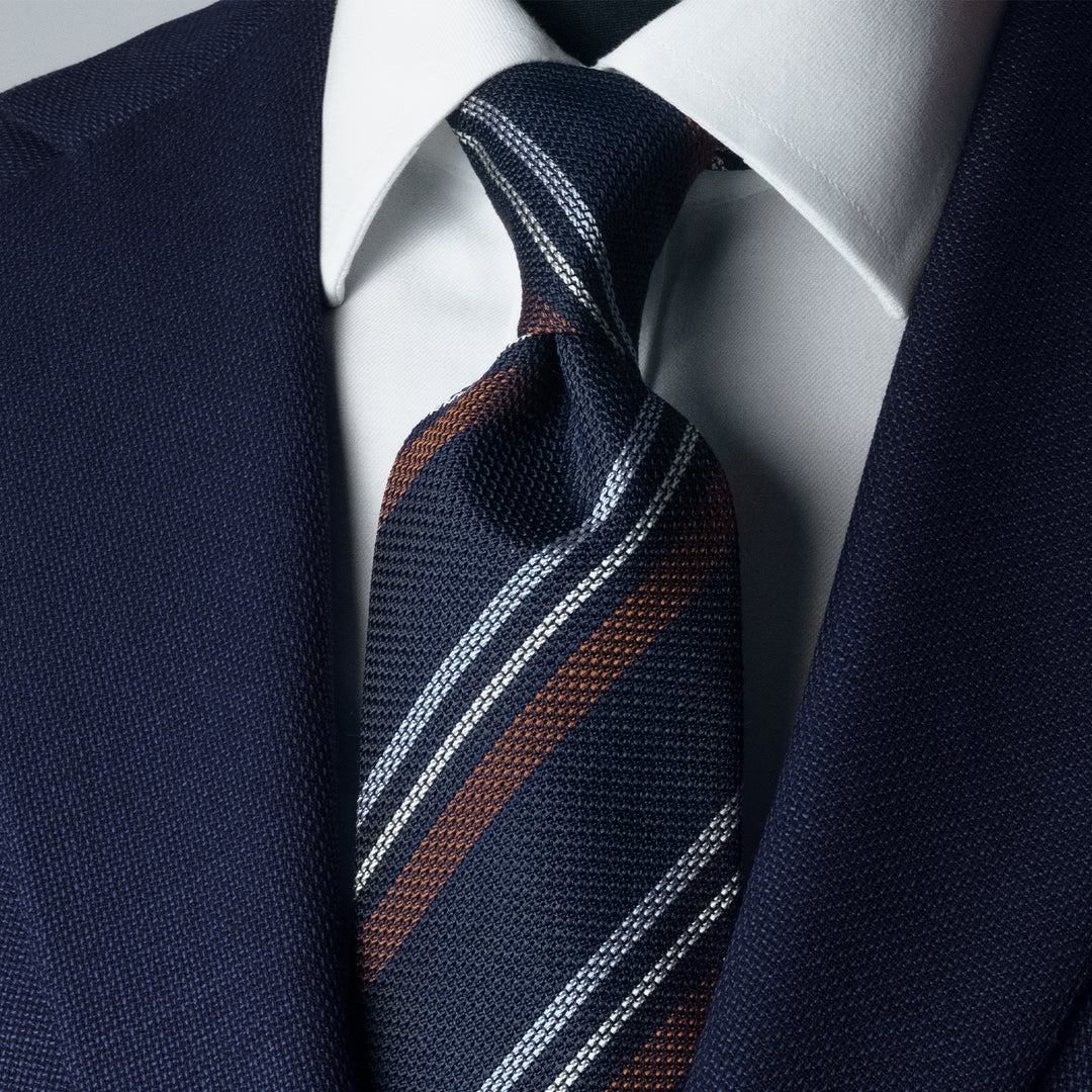 Copper & Oxford Blue Stripe Silk Tie – Rampley and Co