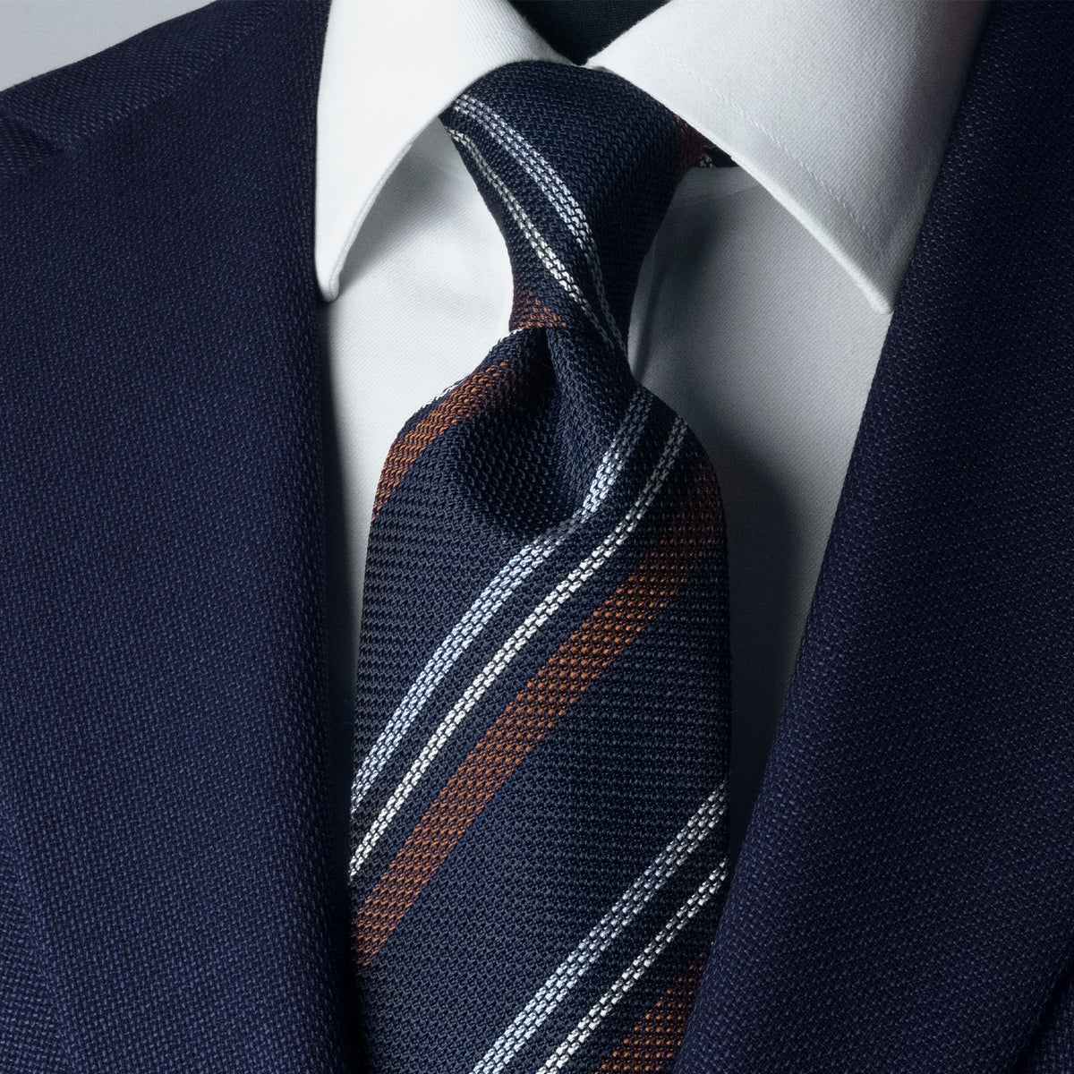 Copper & Oxford Blue Stripe Silk Tie – Rampley and Co