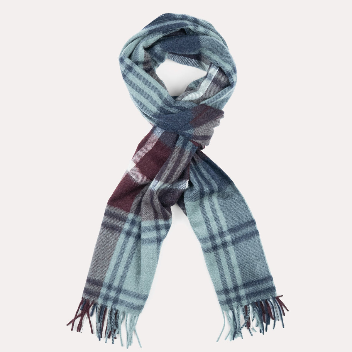 Burgundy & Slate Grey Tartan Cashmere Scarf – Rampley and Co