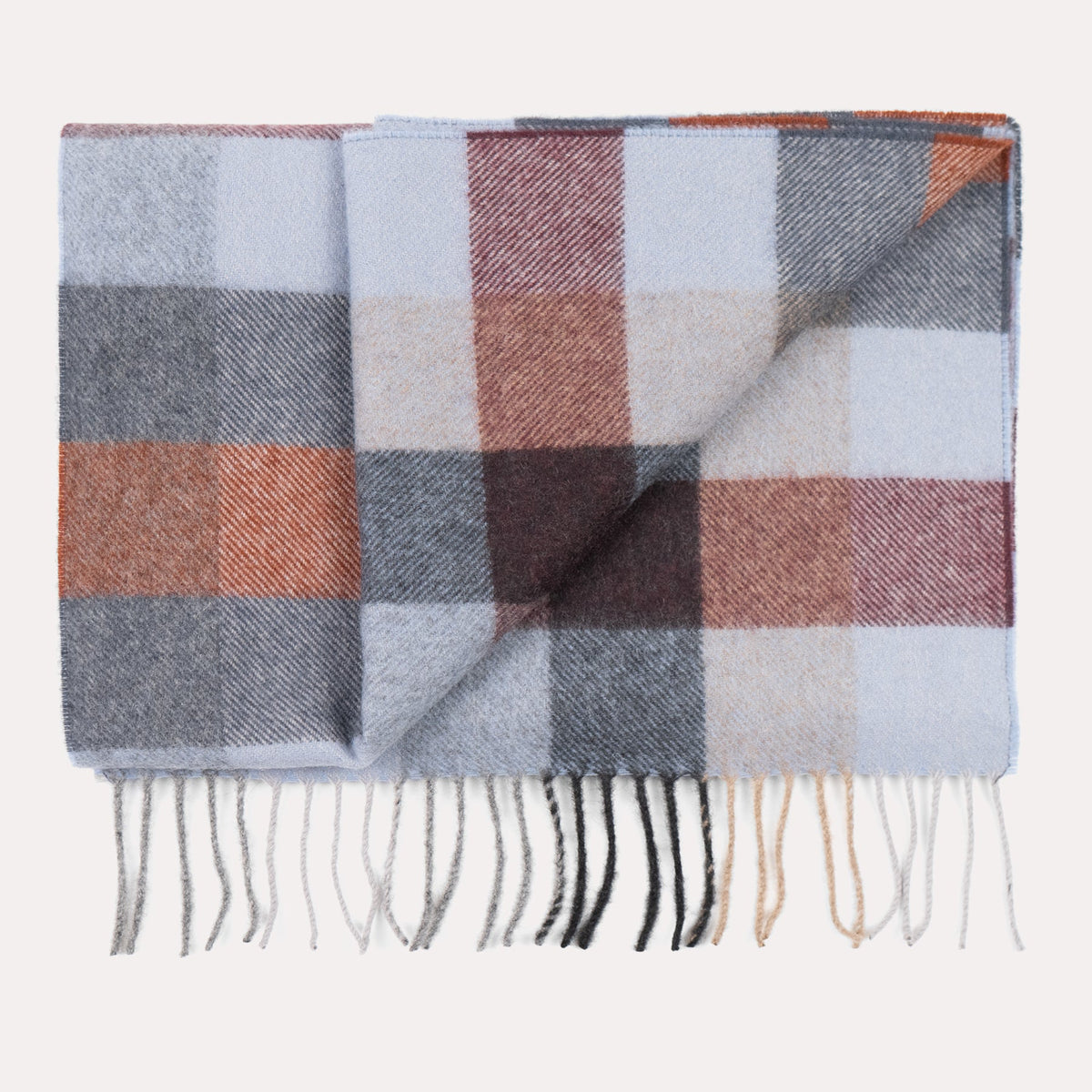 Rust & Slate Grey Check Cashmere Scarf – Rampley and Co