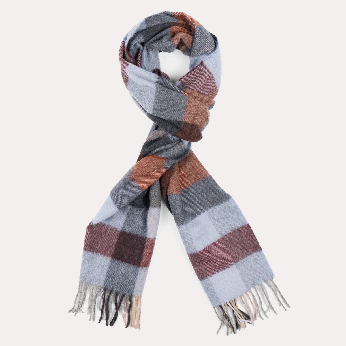 Rust & Slate Grey Check Cashmere Scarf – Rampley and Co