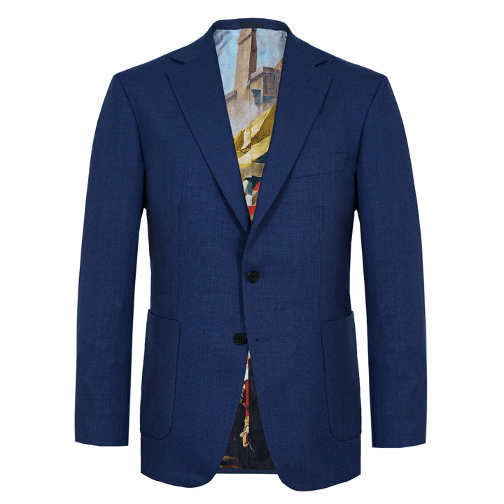 Dark-Blue Hopsack Wool Jacket