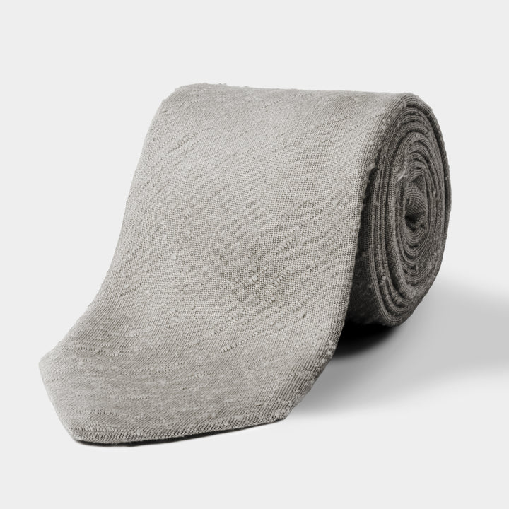 Grey Shantung Silk Tie