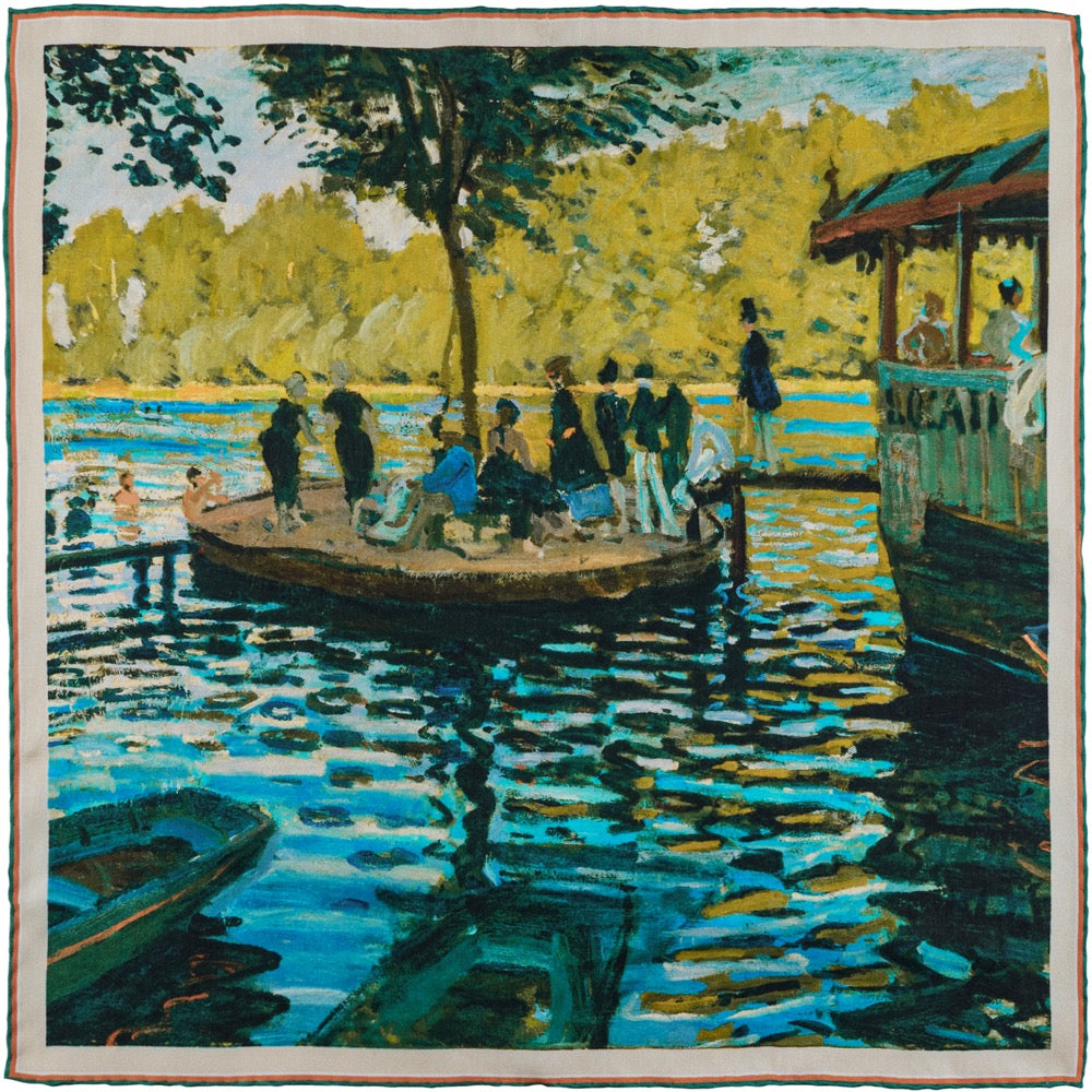 La Grenouillere by Monet Pocket Square