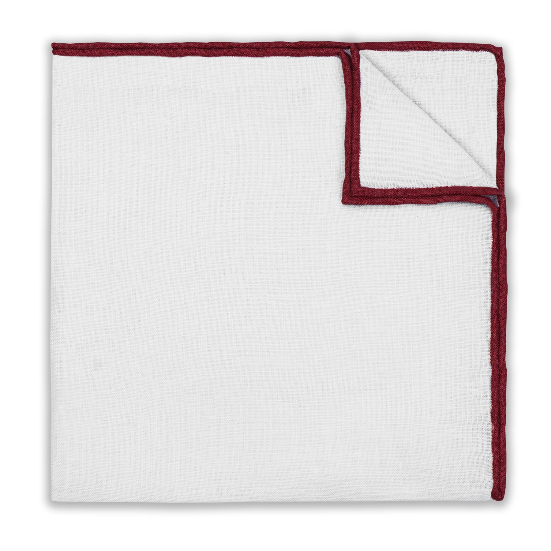 Square Clothin White & Burgundy Contrast Trim Linen Pocket Square – Rampley and Co
