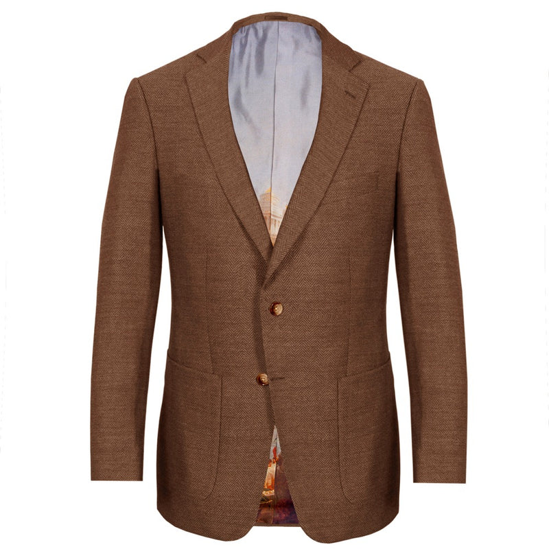 Tobacco Herringbone Merino Wool Jacket £1,195.00