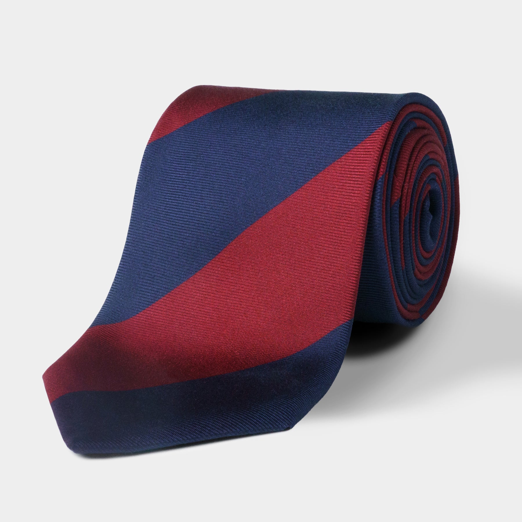 Navy Burgundy Wide Stripe Silk Tie