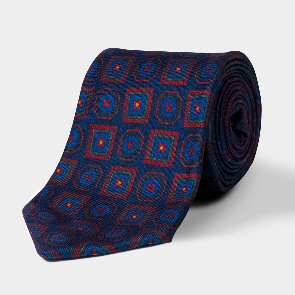 Navy & Red Medallion Madder Silk Tie – Rampley and Co