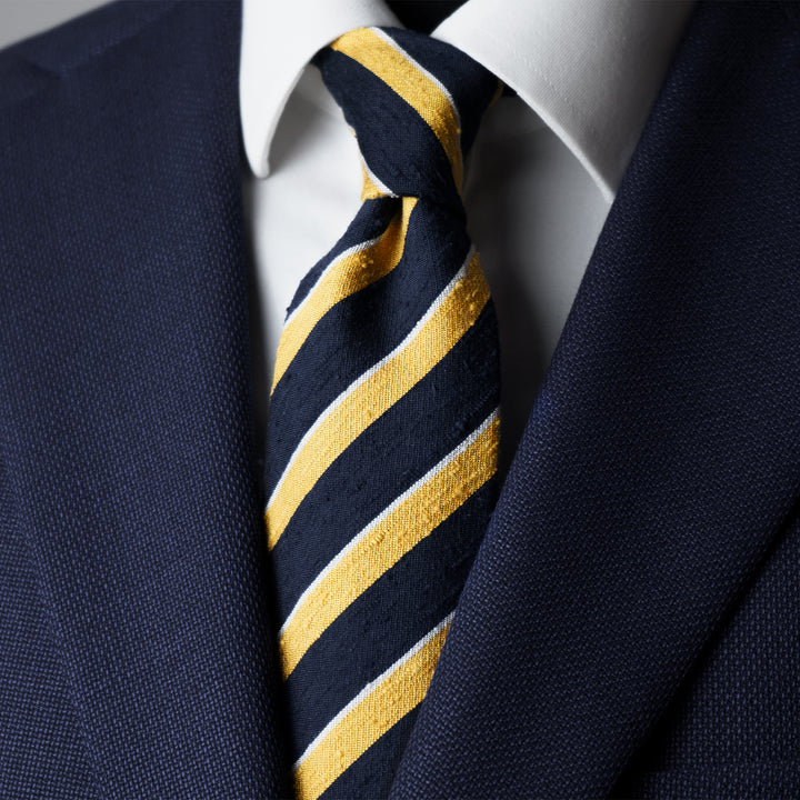 black and yellow gold striped print design tie handmade by Frederick