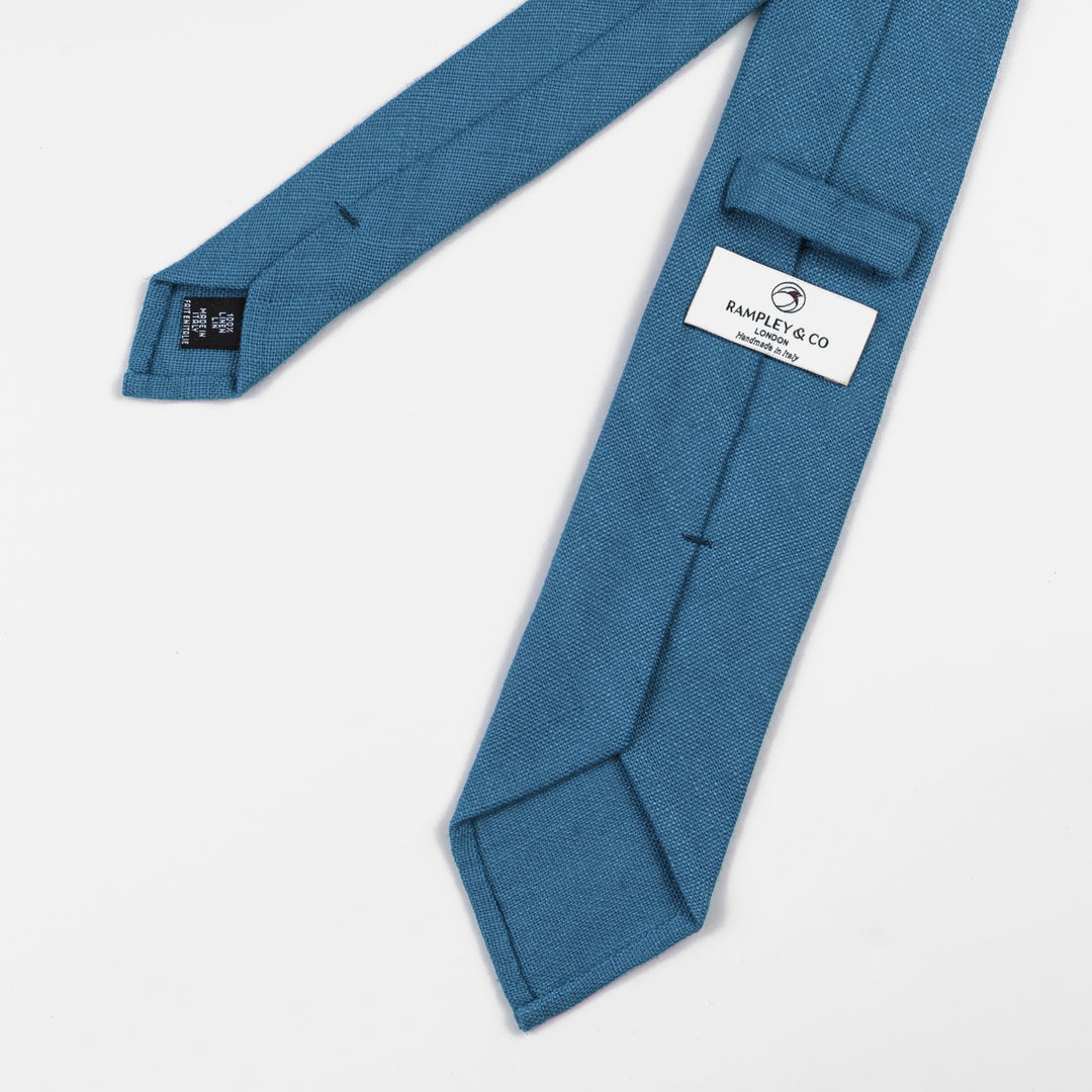 Steel Blue Linen Tie – Rampley and Co
