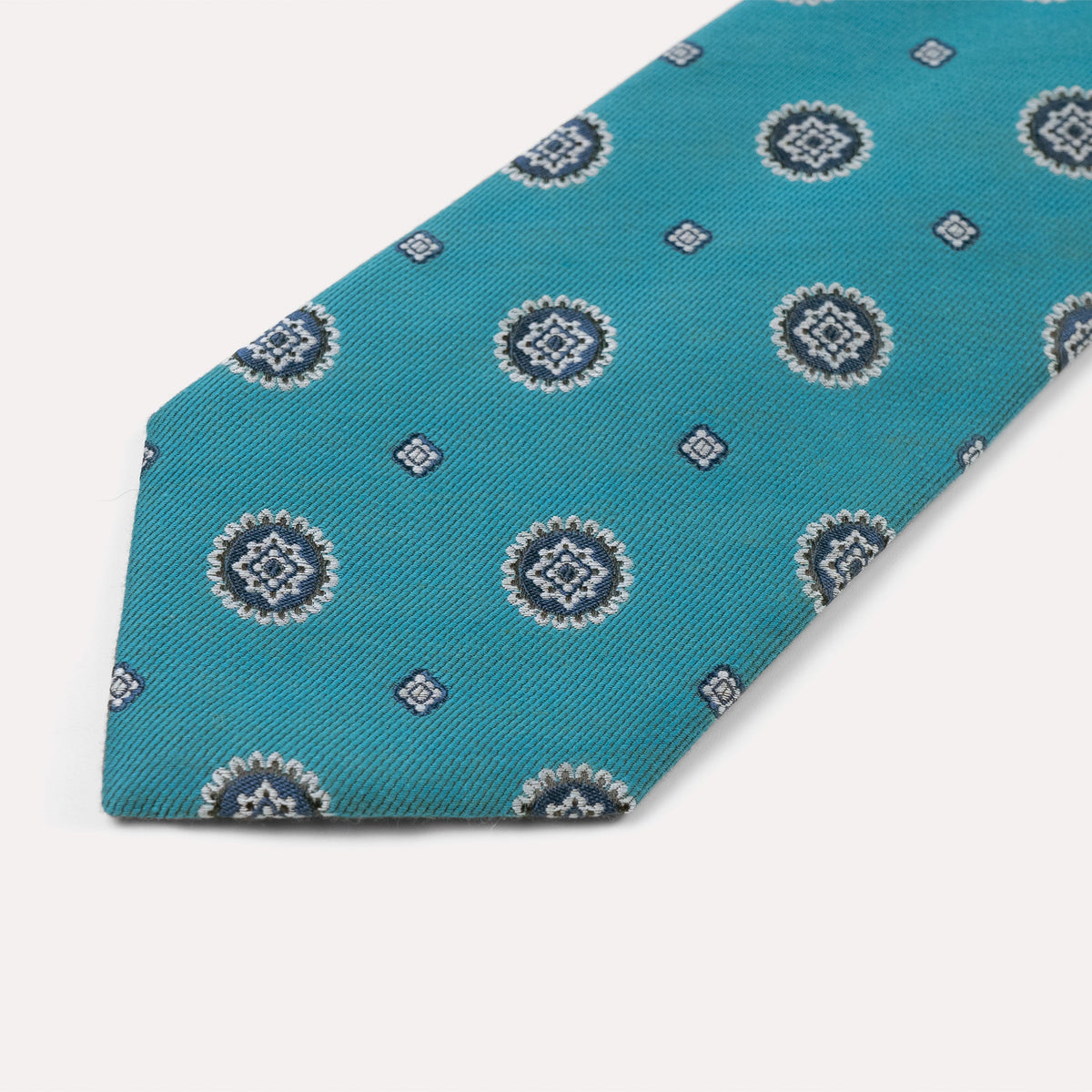 Teal Medallion Cotton-Cashmere Blend Tie – Rampley and Co