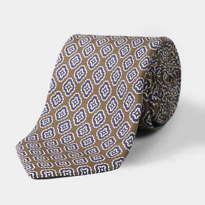 Tobacco & Blue Medallion Silk Tie – Rampley and Co