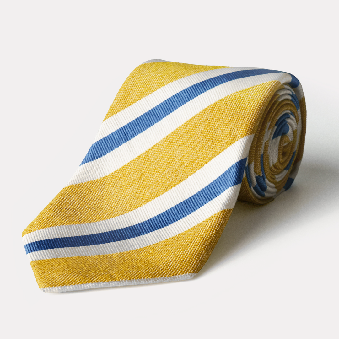 yellow and white striped tie
