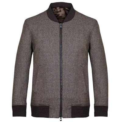 Brown Houndstooth Loro Piana Bomber Jacket