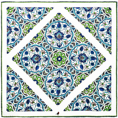 Blue Green Ottoman Tile Pocket Square