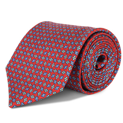 Blue & Scarlet Repeat Handmade Silk Tie