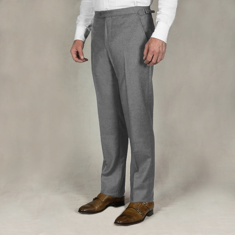 Grey Loro Piana Wool Cashmere Flannel Trousers