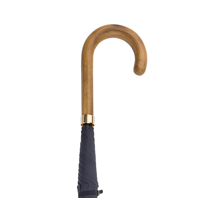 Light Grained Wood Handle Navy Umbrella