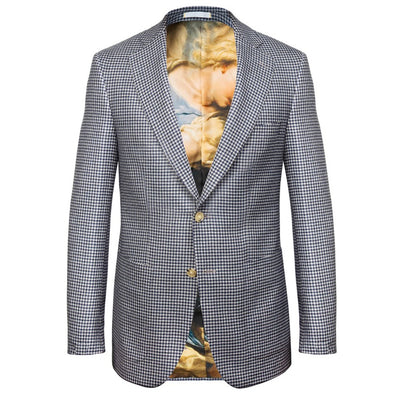 Navy and Grey Houndstooth Superfine Wool Jacket