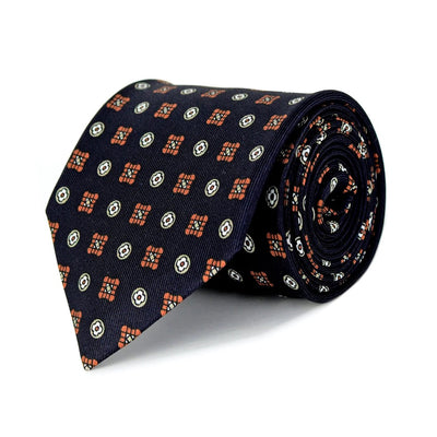 Navy Blue and Bronze Silk Twill Tie