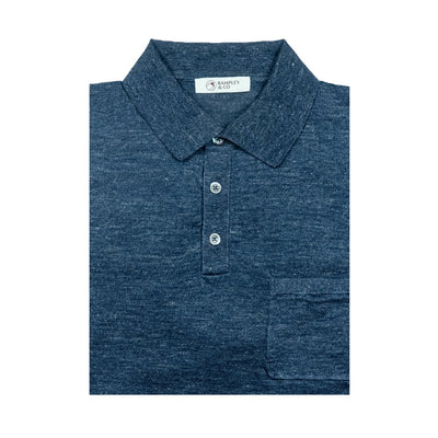 Navy Linen-Cotton Polo Shirt