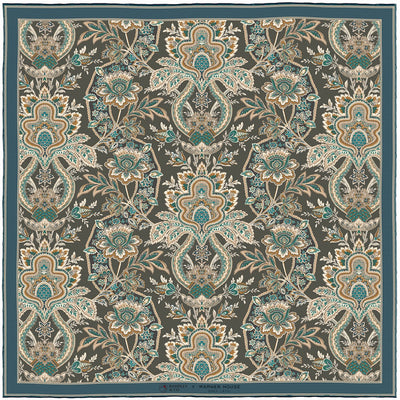 Paisley Damask Charcoal Pocket Square