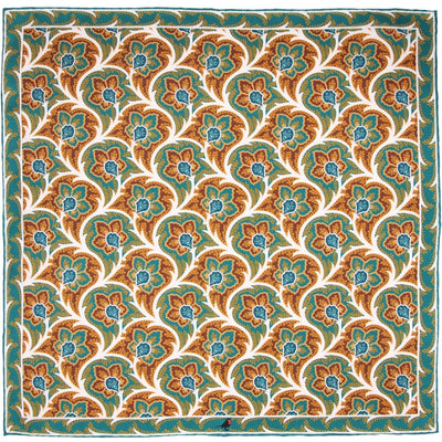 Teal and Maroon Persian Flower Paisley Pocket Square