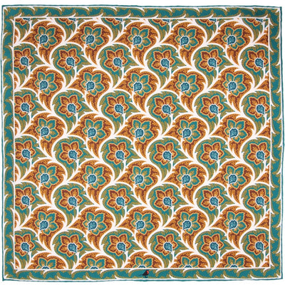 Teal and Maroon Persian Flower Paisley Pocket Square