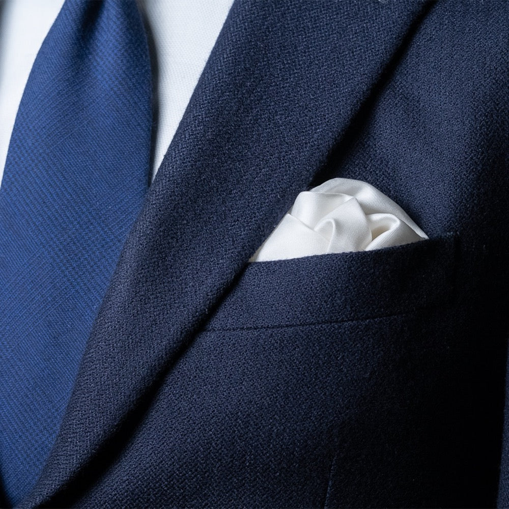 White Silk Pocket Square worn
